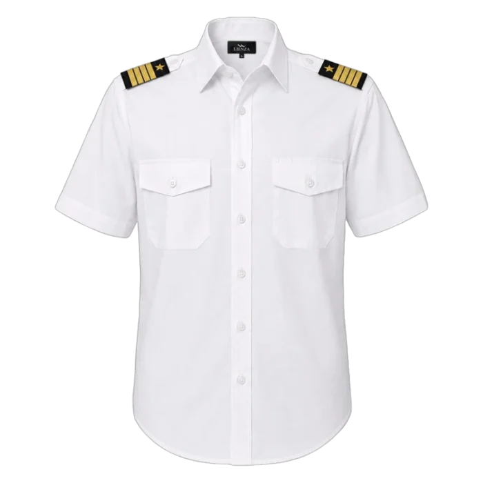camisa piloto galones vista delantera manga corta