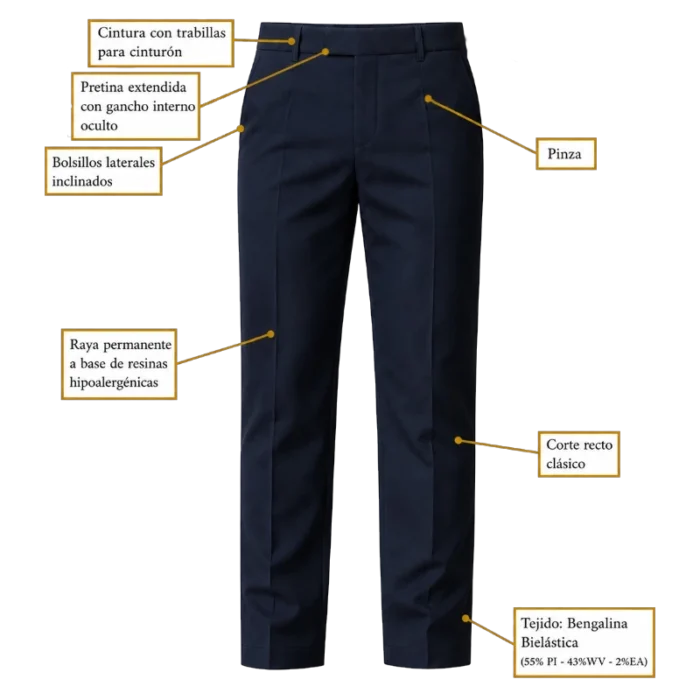 Uniforme Piloto Recto 19 ficha tecnica pantalon piloto vista delantera